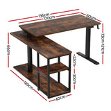 Forrest rustic brown L shaped corner electric standing desk in a home office