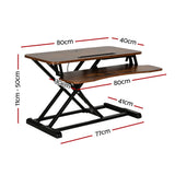 Artiss 80cm Height Adjustable Standing Desk Riser Rustic Brown — Allure Home Collections
