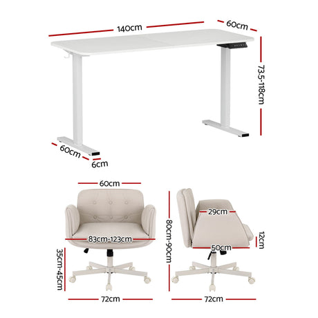 Mindarie electric standing desk and criss cross chair set, view 2