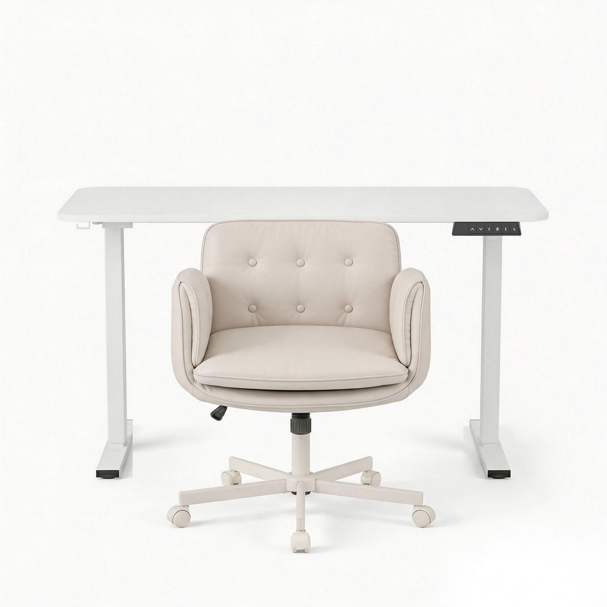 Mindarie electric standing desk and criss cross chair set, view 3