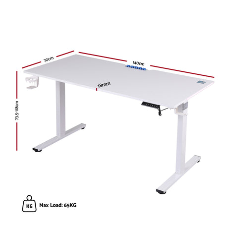 Flynn Gaming Desk, White 140cm