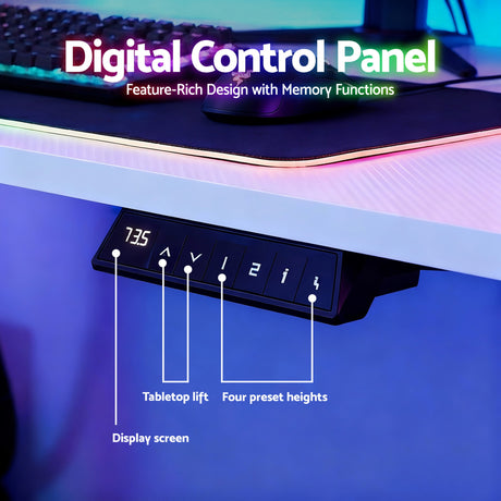 Flynn Gaming Desk, White 140cm