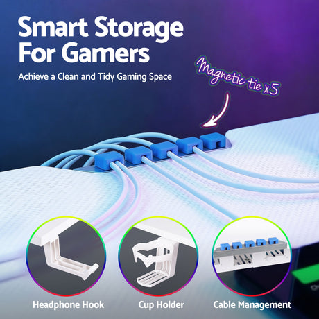 Flynn Gaming Desk, White 140cm