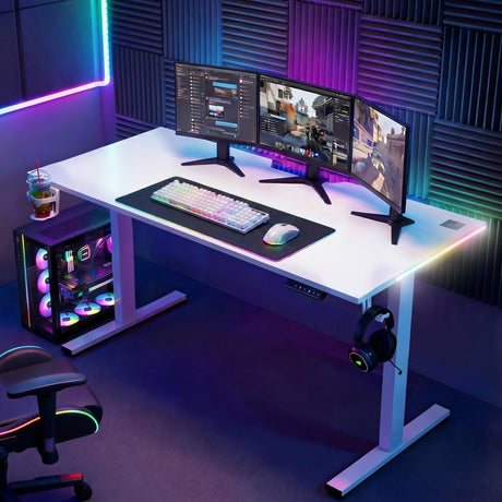 Flynn Gaming Desk, White 140cm