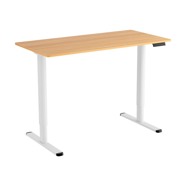 Forde Electric Standing Desk, White and Natural Wood 120cm