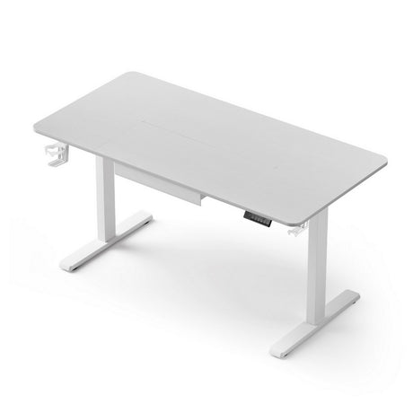 Yarralumla white electric standing desk with drawer in a home office