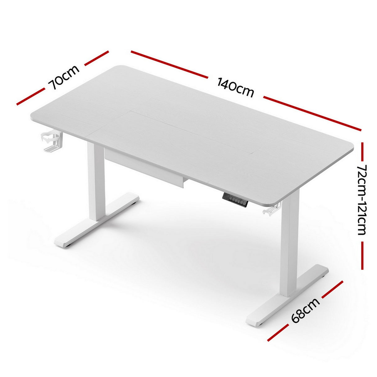 Yarralumla white electric standing desk with drawer in a home office