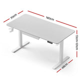 Yarralumla white electric standing desk with drawer in a home office