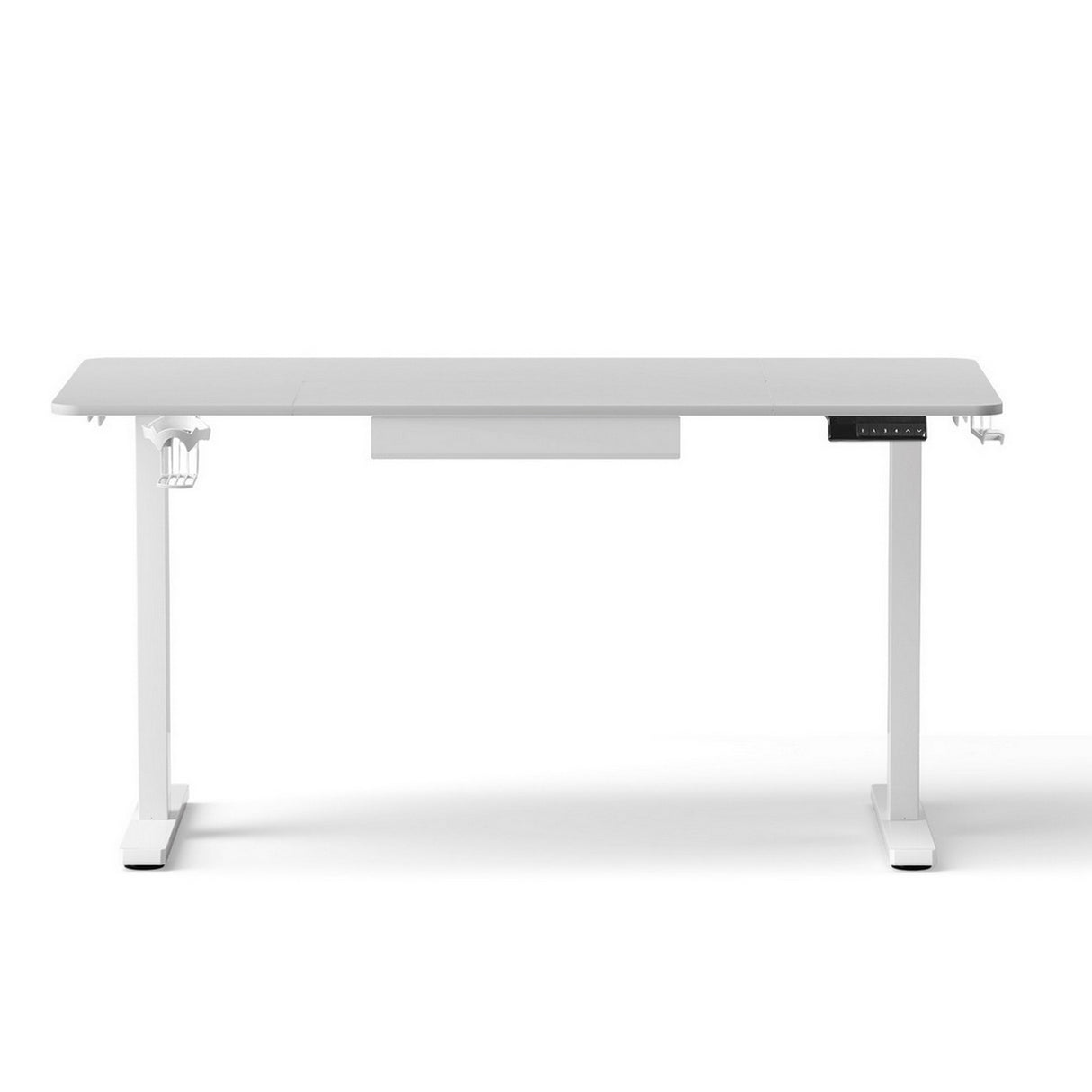 Yarralumla white electric standing desk with drawer in a home office