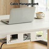 Yarralumla white electric standing desk with drawer in a home office