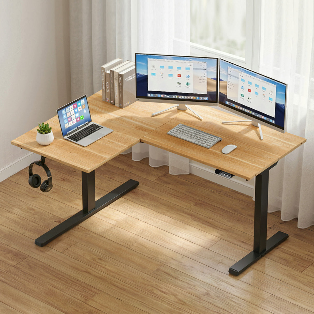 Conder Electric Standing Desk, Oak 140cm