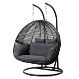 Nahuel Outdoor Swing Chair, Rattan Pod, 2 Seater, Grey
