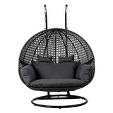 Nahuel Outdoor Swing Chair, Rattan Pod, 2 Seater, Grey