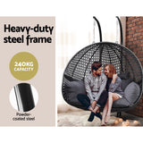 Nahuel Outdoor Swing Chair, Rattan Pod, 2 Seater, Grey