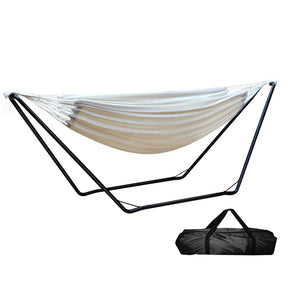 Cerro cream hammock bed on powder coated steel stand