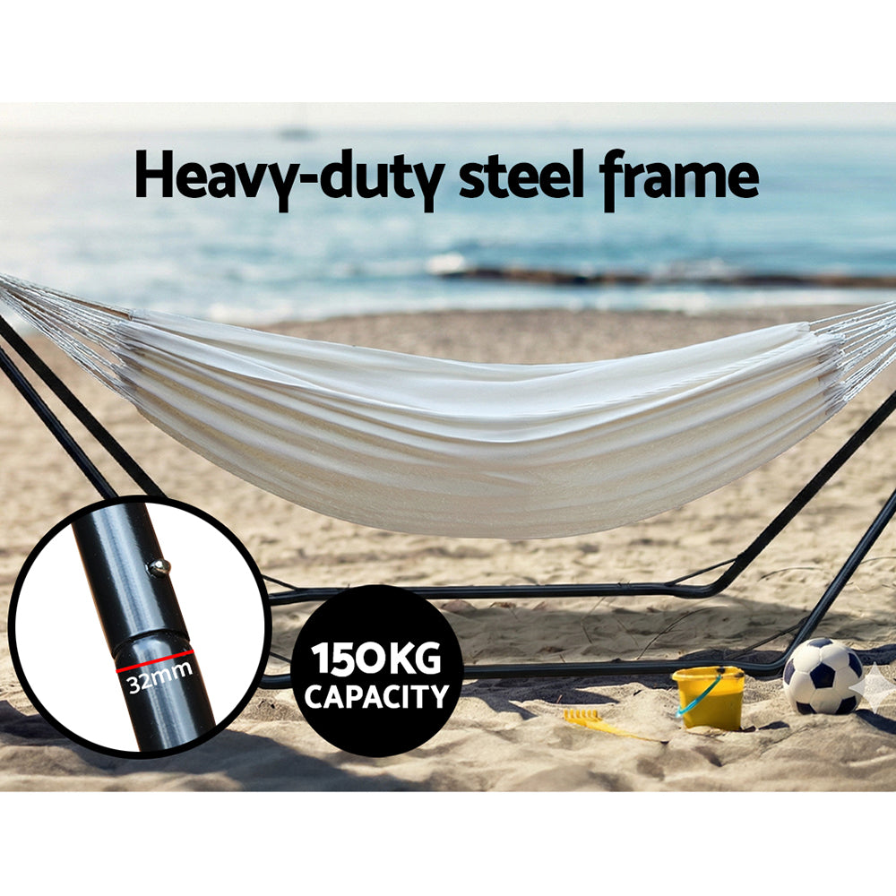 Cerro Hammock Bed with Steel Stand, Cream