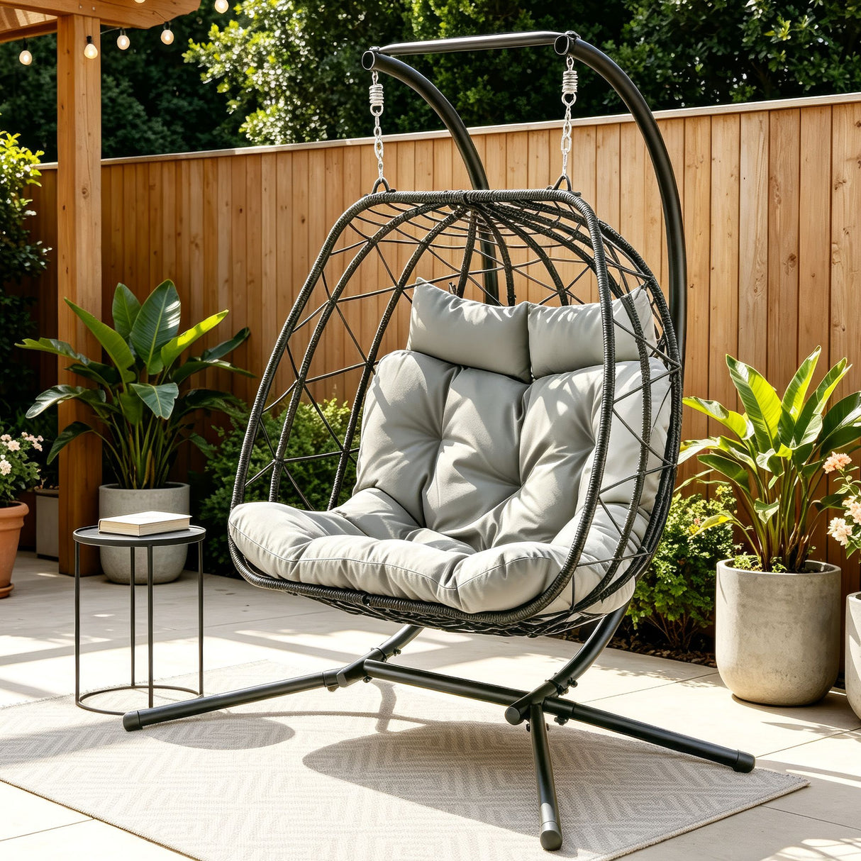 Kalaru 2 Seater Hanging Egg Chair Dark Grey image 1