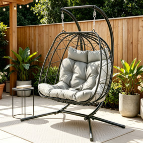Kalaru 2 Seater Hanging Egg Chair Dark Grey image 1