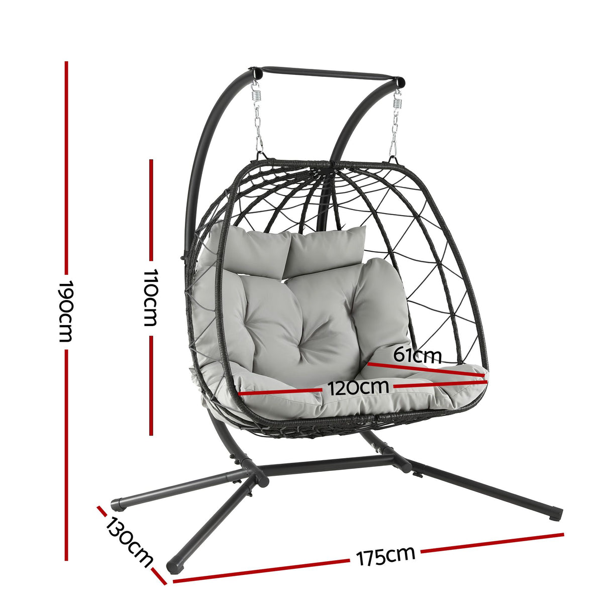 Kalaru 2 Seater Hanging Egg Chair Dark Grey image 2