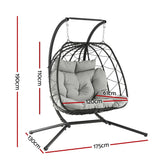 Kalaru 2 Seater Hanging Egg Chair Dark Grey image 2