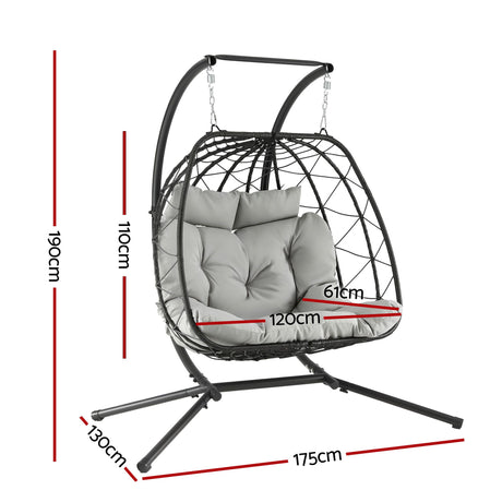 Kalaru 2 Seater Hanging Egg Chair Dark Grey image 2