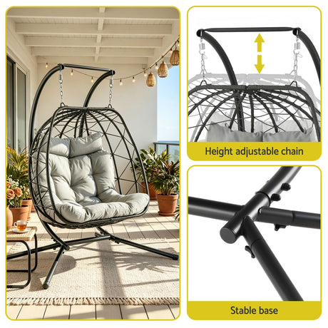 Kalaru 2 Seater Hanging Egg Chair Dark Grey image 4