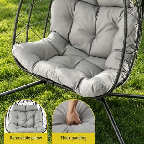Kalaru 2 Seater Hanging Egg Chair Dark Grey image 5