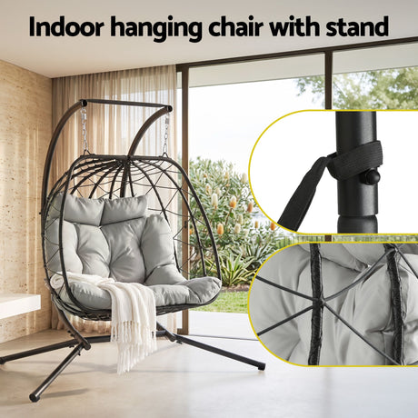 Kalaru 2 Seater Hanging Egg Chair Dark Grey image 7