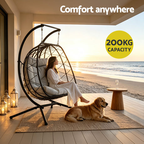 Kalaru 2 Seater Hanging Egg Chair Dark Grey image 8