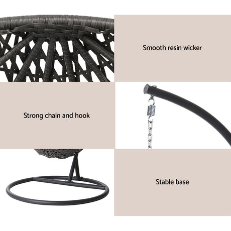 Lake Conjola Hanging Egg Chair, Black