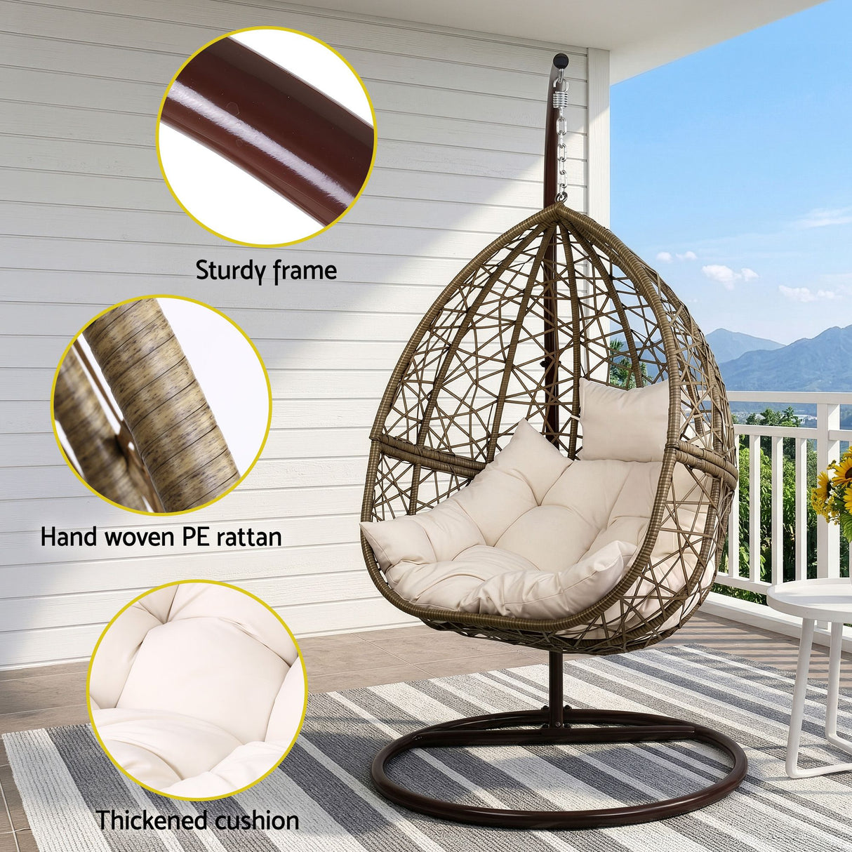 Guerilla Bay Hanging Egg Chair Latte