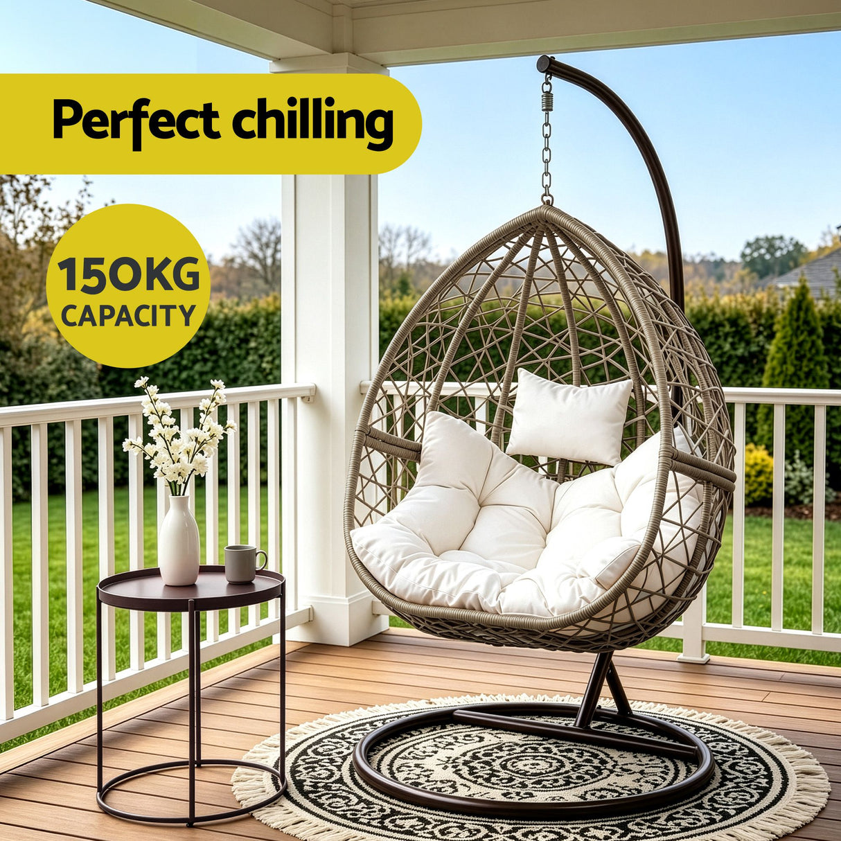 Guerilla Bay Hanging Egg Chair Latte