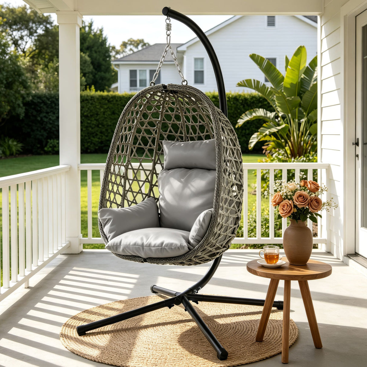 Manyana Hanging Egg Chair, Grey