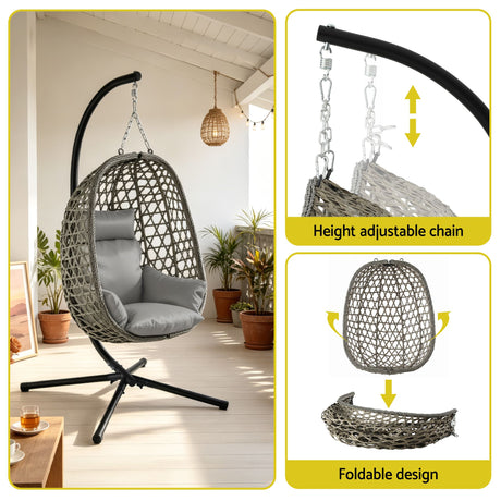 Manyana Hanging Egg Chair, Grey