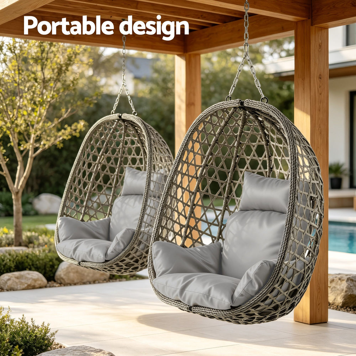 Manyana Hanging Egg Chair, Grey