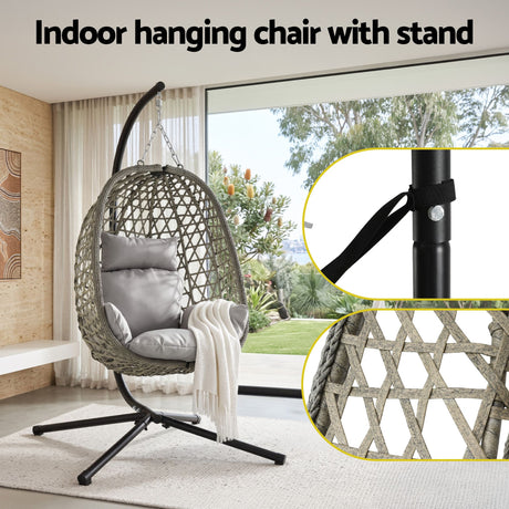 Manyana Hanging Egg Chair, Grey
