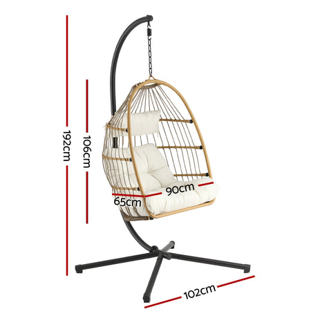 Central Tilba Hanging Egg Chair Latte image 2