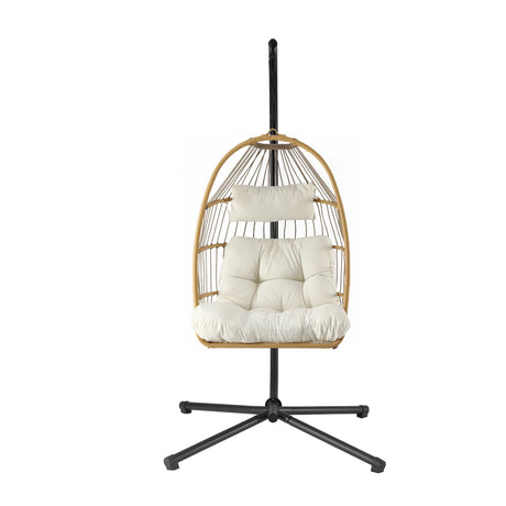 Central Tilba Hanging Egg Chair Latte image 3