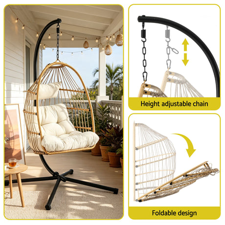 Central Tilba Hanging Egg Chair Latte image 4