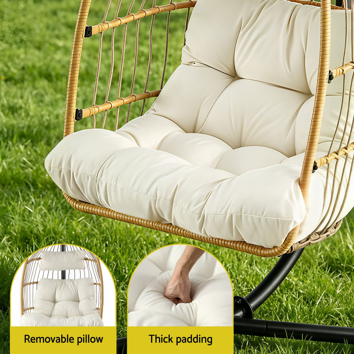 Central Tilba Hanging Egg Chair Latte image 5