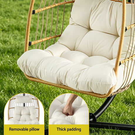Central Tilba Hanging Egg Chair Latte image 5