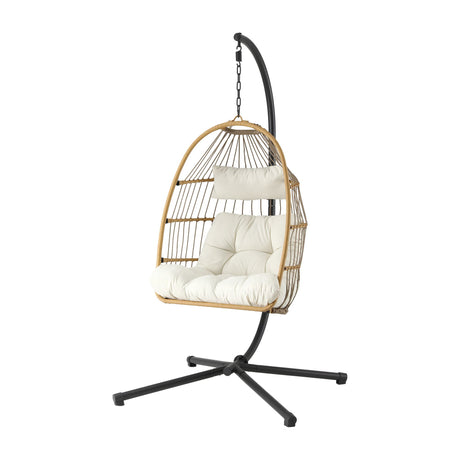 Central Tilba Hanging Egg Chair Latte image 8
