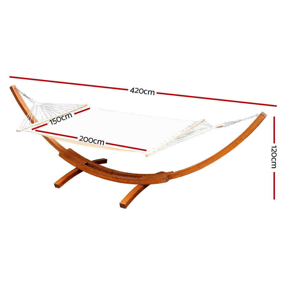Bayo Hammock Bed with Timber Stand, Cream