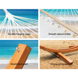 Bayo Hammock Bed with Timber Stand, Cream