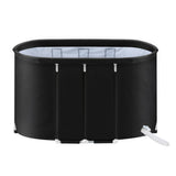 Black portable ice bath tub with support legs