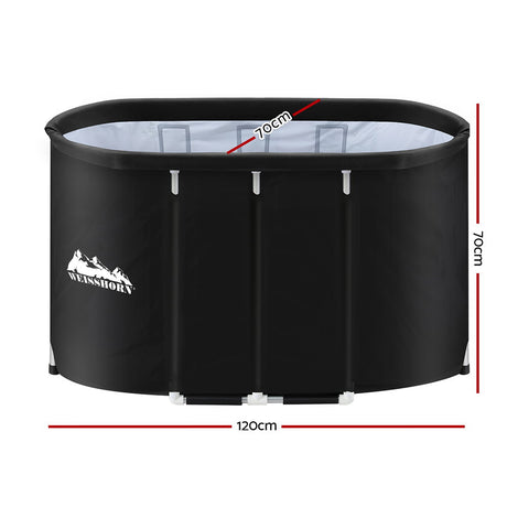 Black portable ice bath tub with cloth cover
