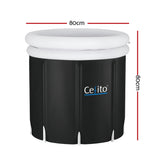 Black portable ice bath tub with support legs