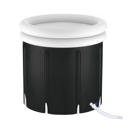 Black portable ice bath tub with protective cover