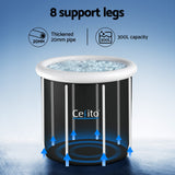 Black portable ice bath tub interior view