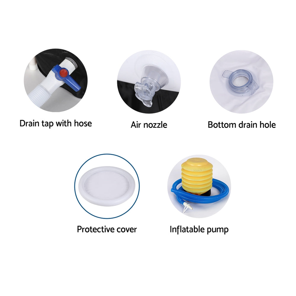 Black portable ice bath tub in outdoor use